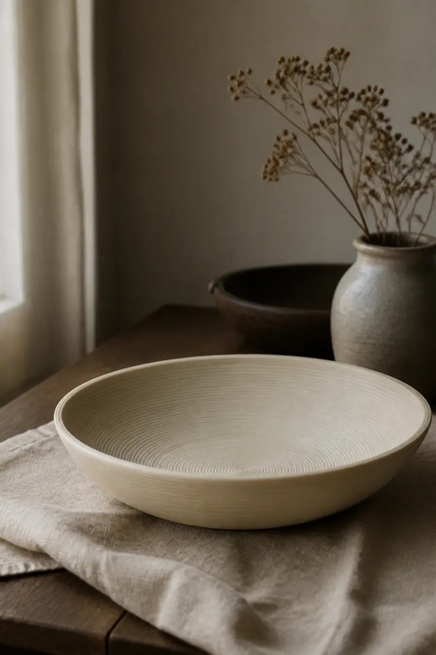 Still bowl on a dark table